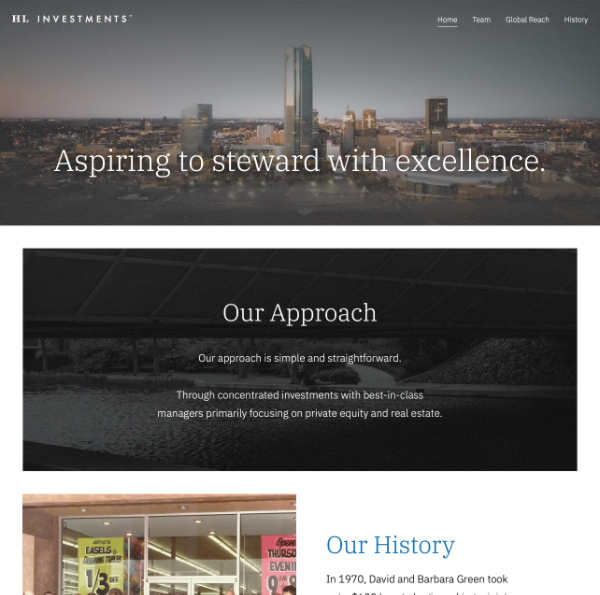 A screenshot of HL Investments’ website