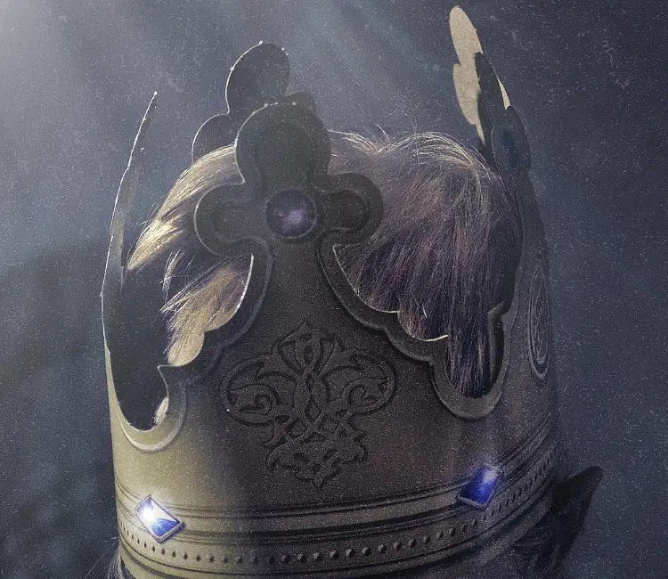 A paper Burger King crown atop a small child’s head